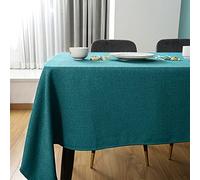 SEASHORE TREE Nappe rectangulaire Anti-tâches et imperméable, en Tissu avec Aspect Lin Lavable en Machine pour Tables de Maison,de Restaurant，de café et d'hôtel-140 * 180cm, Vert Foncé