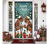 Season Of Magic Winter Holiday Market Housses de porte de Noël 91,4 x 183