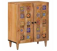 ""Seasonal Sale""Buffet 1PC - SWEETY - Support de rangement - Dessus robuste - Naturel 60x33,5x75cm - bois de mangue massif,914763