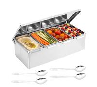 Seasoning Box - Stainless Steel Sugar Container, Divided Organizer