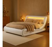 Seattle lit avec led 160 x 200 cm en pu blanc