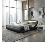 Seattle lit avec led 160 x 200 cm en pu noir