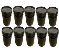 Seau 10 L Noir Silplast Lot de 10 pièces avec couvercle en plastique alimentaire empilables pour stockage de lait de farine