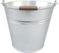 Seau 11L - Ø29 cm Acier Galvanisé - Anse avec Poignée Bois Ergonomique - Étanche, Antirouille - Jardin, Cendres, Eau, Décoration - 040220