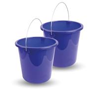 Seau (2 pièces) Seau de ménage, 10 litres, en différentes couleurs, seau de nettoyage en plastique résistant, adapté aux aliments, sans BPA, fabriqué dans l'UE (Bleu foncé)