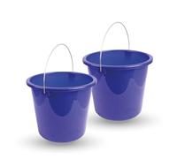 Seau (2 pièces) Seau ménager, 5 litres, en différentes couleurs, seau de nettoyage en plastique stable, adapté aux aliments, sans BPA, fabriqué dans l'UE (Bleu foncé)