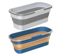 Seau à balai pliable - Lavabo pliable, seau multifonction avec roulettes, récipient rectangulaire pour usage domestique avec support de mobilité portable | Réservoir de nettoyage compact pour le