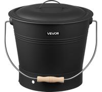 Seau à cendres, 4 pièces avec couvercle, pelle, balai et gants, seau à charbon et cendrier métallique pour cheminée, grande capacité de 9,8 L pour cheminées, foyers, poêles à bois, intérieur et extéri