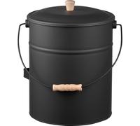 Seau à cendres, 4 pièces avec couvercle, pelle, balai et gants, seau à charbon et cendrier métallique pour cheminée, grande capacité de 15 litres pour cheminées, foyers, poêles à bois, intérieur et ex