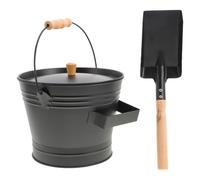 Seau à Cendres Cheminée avec Pelle, Outils Acier Inoxydable, Couvercle | Poignée en Bois Confortable, Rangement Intégré Pratique, Transport Aisé des Résidus, Aspect Ordonné, Modèle Noir Moderne