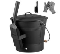 Seau à Cendres en Métal-Duoku-Ensemble de 4 Pièces-Comprenant un Seau-avec Couvercle-une Pelle etc-Grande Capacité de 9,8 L