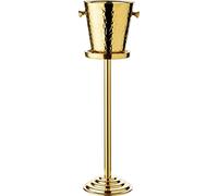 Seau à champagne Capri avec support, acier inoxydable doré brillant, extérieur à motifs, hauteur 85 cm