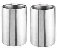 Seau à champagne Refroidisseur à vin - Inox - Double paroi - Env. 12 x 19 cm - Argent - Lot de 2