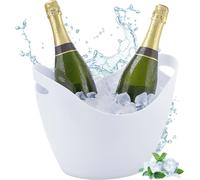 Seau à champagne Relaxdays, seau à bouteilles, capacité de 8 litres, pour rafraîchir les boissons, dimensions du bac : H x L x P : 25,5 x 35 x 25,5 cm, blanc