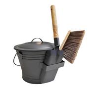 Seau À Charbon Avec Couvercle, Seau À Cendres Pour Cheminées, Seaux En Métal Pour Cendres Chaudes, Avec Pelle Et Balai À Main, Poubelle À Cendre Pour Cheminée, Extérieur, Intérieur, Jardin, Patio
