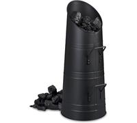 Seau à charbon de 12 litres - Seau à granulés avec 2 poignées - Récipient pour granulés, pour le remplissage - Seau à charbon en métal - Noir