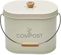 Seau à compost - GUILLOUARD - Ovale - Capacité 7L - Avec filtre à charbon - 16x29x23cm - Beige