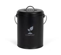 Seau à compost de cuisine - LIVOO - MES154N - 6 L - Ø18 cm - Hauteur 23 cm - Corps et couvercle en métal - Filtre charbon