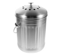 Seau à Compost D'intérieur en Acier Inoxydable 5l avec Couvercle | Argenté, Filtre Charbon Inclus, Format Compact Moderne, pour Plans de Travail et Déchets Alimentaires