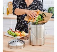 Seau à compost en inox 5 L avec filtres à charbon Mathon