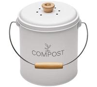 Seau à compost - GUILLOUARD - Rond - Capacité 4,5L - Avec seau plastique de 3L - Filtre à charbon - 18x22x22cm - Blanc