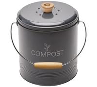 Seau à compost - GUILLOUARD - Rond - Capacité 4,5L - Avec seau plastique de 3L - Filtre à charbon - 18x22x22cm - Gris