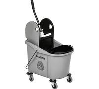 Seau à essorer avec roulettes - Chariot de nettoyage avec presse - Volume 36 l - Deux seaux séparés - Dimensions 54×41×91,5 cm - Multicolore