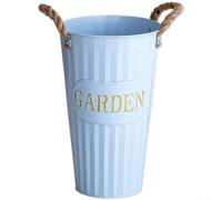 Seau à fleurs en métal blanc crème, pot en fer galvanisé avec finition rustique pour décoration d'intérieur, centre de table, récipient floral (I)
