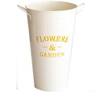 Seau à fleurs en métal blanc crème, pot en fer galvanisé avec finition rustique pour décoration d'intérieur, centre de table, récipient floral (B)