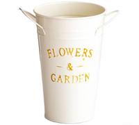 Seau à fleurs en métal blanc crème, pot en fer galvanisé avec finition rustique pour décoration d'intérieur, centre de table, récipient floral (A)