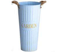 Seau à fleurs en métal blanc crème, pot en fer galvanisé avec finition rustique pour décoration d'intérieur, centre de table, récipient floral (J)