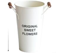 Seau à fleurs en métal blanc crème, pot en fer galvanisé avec finition rustique pour décoration d'intérieur, centre de table, récipient floral (D)