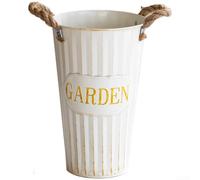Seau à fleurs en métal blanc crème, pot en fer galvanisé avec finition rustique pour décoration d'intérieur, centre de table de bureau, récipient floral (G)