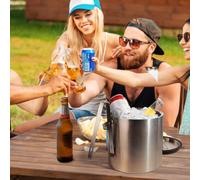 Seau à glace 22 litres - seau à glace isolé pour cocktail-bar - accessoires de bar à domicile - seau à vin inoxydable avec couvercle et pince seau à glace double paroi avec couvercle