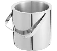 Seau à glace - Avec couvercle - Acier inoxydable 304 à double paroi - 1,3 l - Pince intégrée - 6 h de conservation du froid - Pour bar/fête/extérieur - Argent