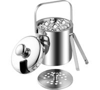 Seau à glace avec couvercle - inox - 2,2 L - Pince et passoire incluses