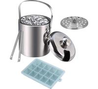 Seau à glace avec couvercle - pince - pince à glace et moule à glaçons en silicone 13 l - petit seau à glace en acier inoxydable - support à glaçons - seau à glace - seau à glace pour bar de maison - 