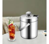 Seau à glace - Bac à glaçons - 1,3 L - Acier inoxydable 304 - Double paroi isolée - Couvercle - Pince intégrée - 14 × 22,5 cm