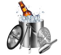 Seau à glace en acier inoxydable, seau à champagne, refroidisseur à glace avec couvercle
