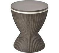 seau à glace giantex brun Ø43 x 57,5-82H cm 2 en 1 table basse 30L avec plateau relevable imitation rotin pour fêtes terrasses jardins Brun G