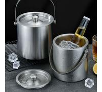 Seau À Glace Isolé En Acier Inoxydable, Refroidisseur Portable Pour Vin, Bière, Champagne, Fête Avec Couvercle, Pique-Nique, Barbecue Sur La Plage