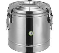 Seau à glace isolé - Seau thermique avec couvercle - 10 l - 304 inox - Garde chaud/froid env. 12 h - 29,5×28,4 cm - Rond - Argenté
