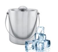 Seau à Glace Isotherme Double Paroi en Acier Inoxydable avec Couvercle Ustensiles pour Bar et Vin (3L)