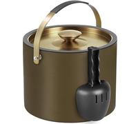Seau à glace isotherme moderne de 3,2 l avec couvercle en silicone, pinces, passoire, seau à glace à double paroi en acier inoxydable pour fêtes et bar à cocktails, idéal pour cadeau