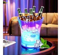 Seau à glace LED 5 l, seau à champagne LED multicolore, seau à glace LED RVB, couleur réglable, dégradé de couleur coloré, pour refroidir le champagne, le vin, les boissons, la bière, pour les fêtes