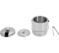 Seau à glace - Récipient à glace - Double paroi en acier inoxydable 304 - 1,3 l - Avec couvercle et pince à glace - Ø14 x 22,5 cm - Argent