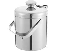 Seau à glace - Refroidisseur de boissons - Double paroi en acier inoxydable 304 - 1,3 l - Avec couvercle et pince - Pour bar et fête - Argent
