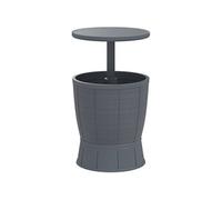 Seau à glace table basse 2 en 1 - plateau télescopique - dia. 49 x 58-84H cm - PP effet résine gris