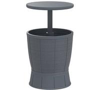 Seau à glace table basse 2 en 1 - plateau télescopique - dia. 49 x 58-84H cm - PP effet résine gris Gris G