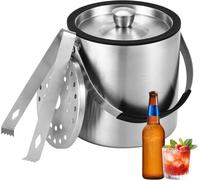 Seau à glaçons en silicone de 1,6 litre, avec pince et passoire